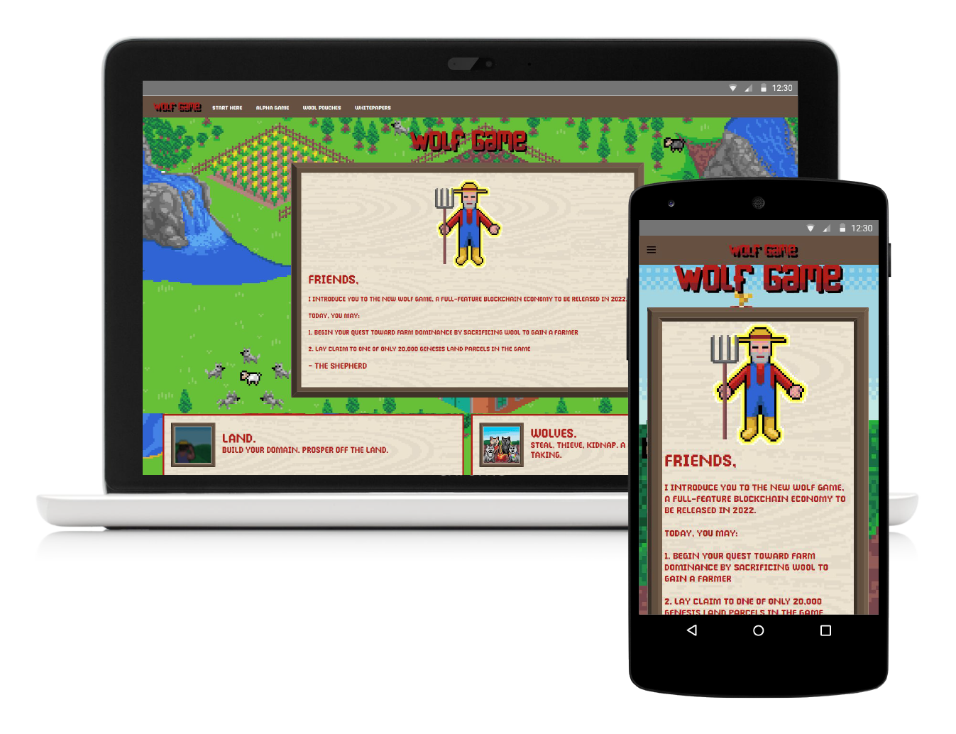 Wolf Game Laptop and Mobile Screen Preview